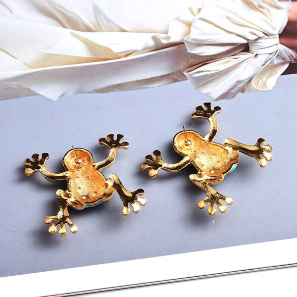 Trendy Enamel Crystal Frog Stud Earrings Women Jewelry 1