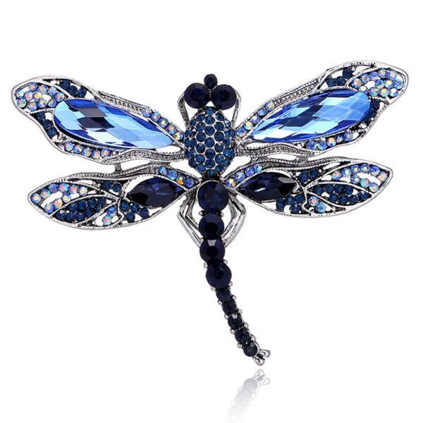 Blue Crystal Dragonfly Brooches for Women 4