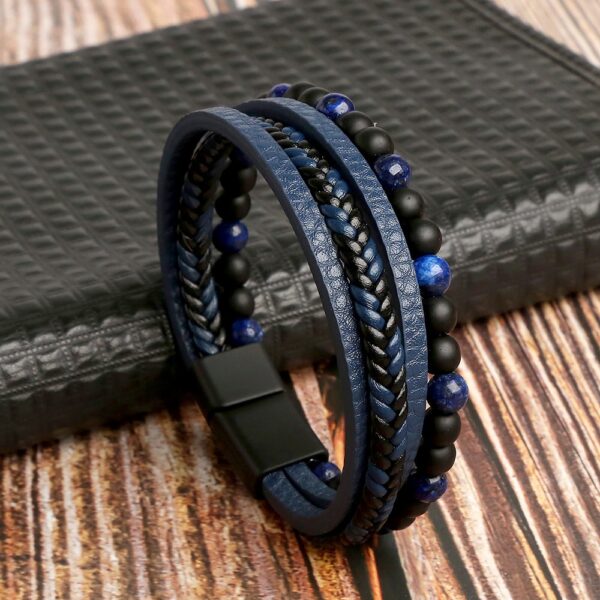 Men's Beaded Leather Bracelet 5