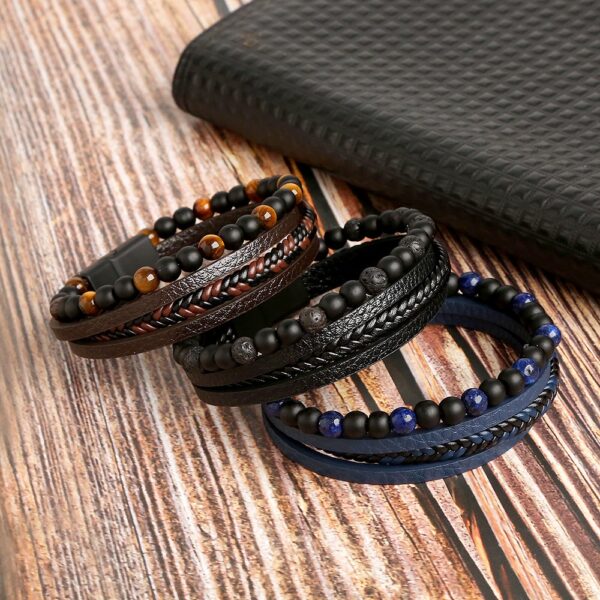 Men's Beaded Leather Bracelet 1
