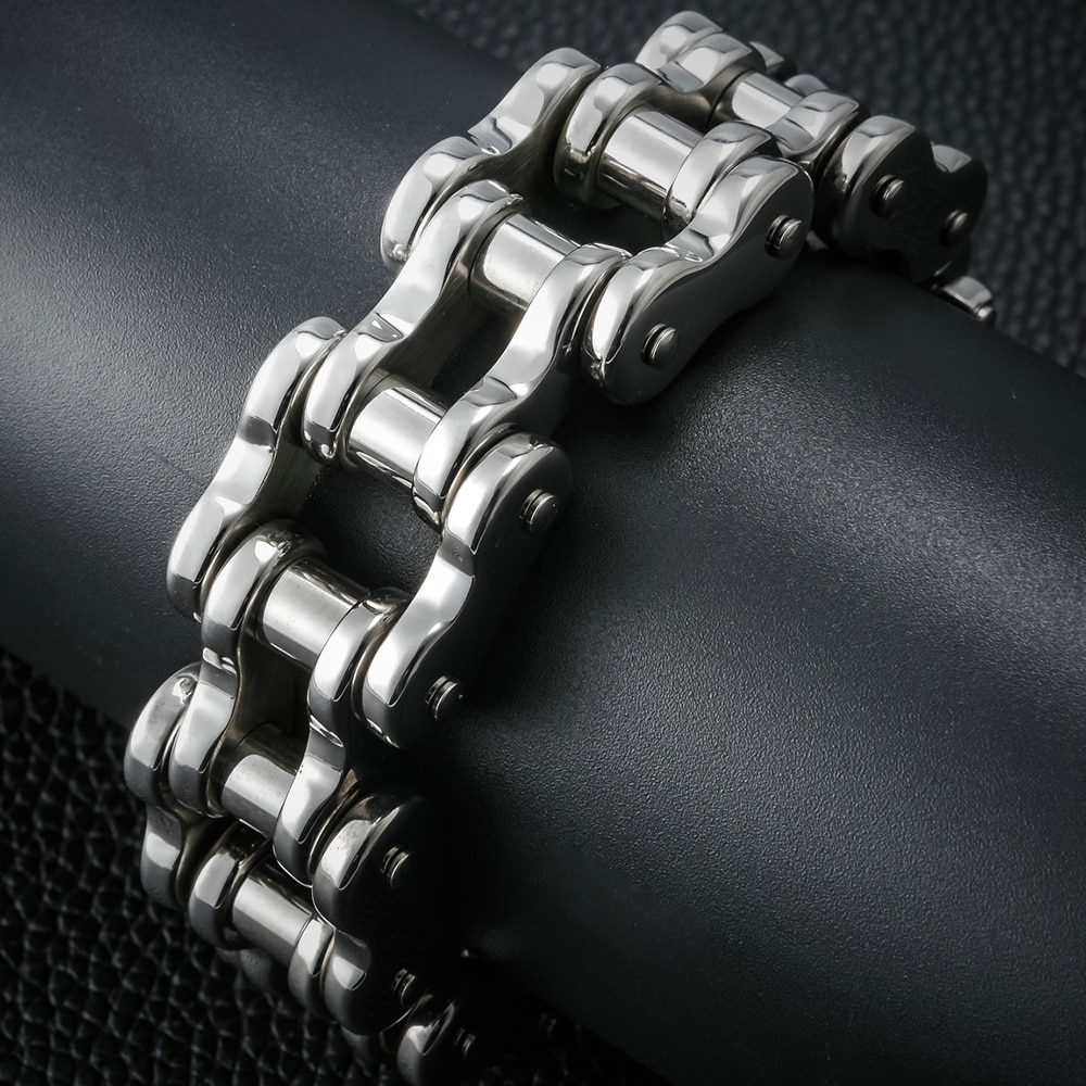 Luxury Men's Gold Covered Heavy Stainless Steel Link Chain Bracelet 22cm