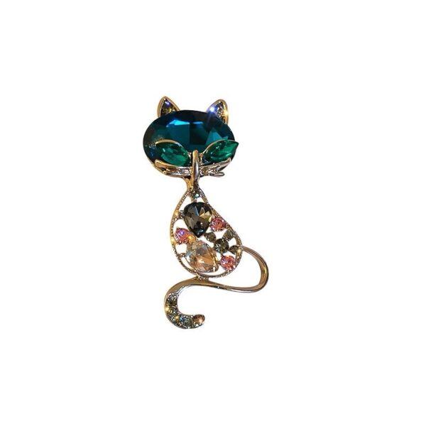 Rhinestone Kitten Cat Crystal Brooch Pin 4
