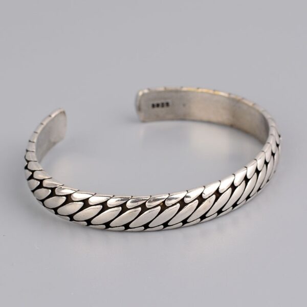 Men's 925 Sterling Silver Open Bangle Bracelet Fashion Jewelry