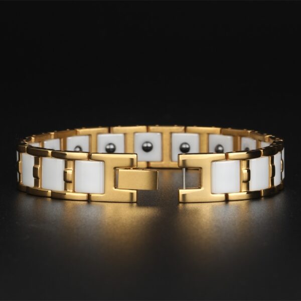 Golden Stainless Steel Magnetic Men's Healing Health Bracelet 3