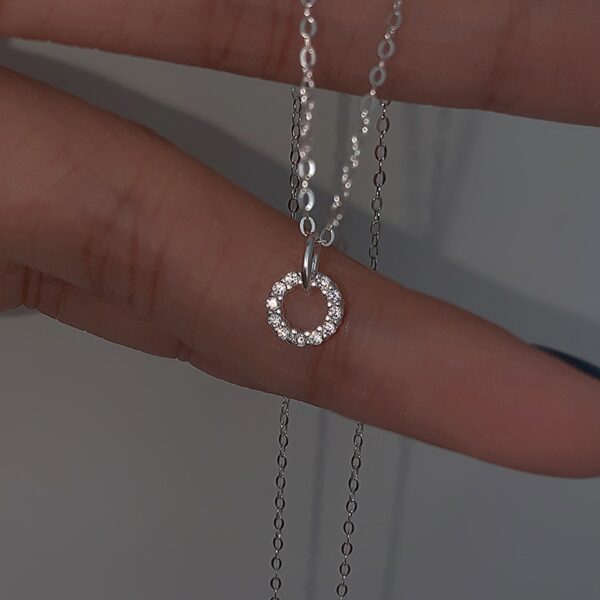 Necklace Flash Diamond Pendant - Silver Color