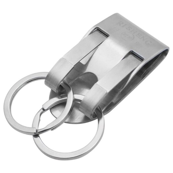 Silver Heavy Duty Stainless Steel Belt Keychain Clip On Keyring Security 1