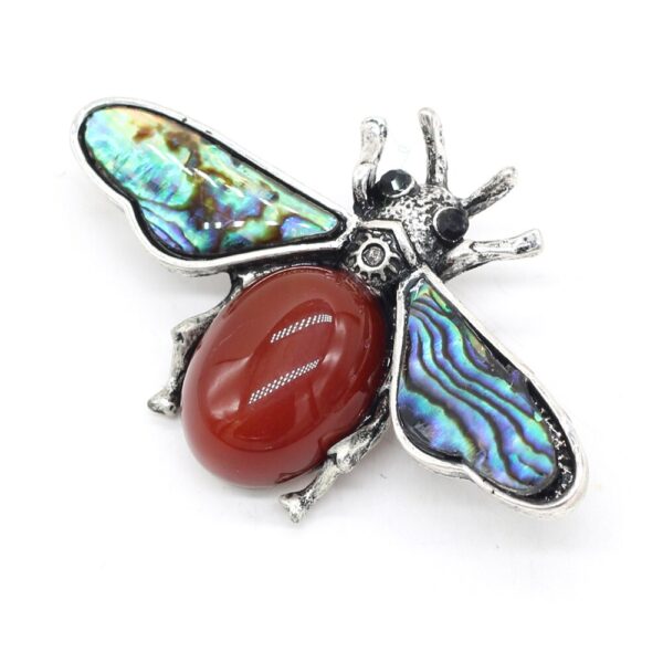 Rainbow Red Stone Insect Bee Pin Brooch