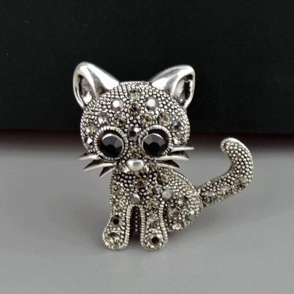 Lovable Crystal Cat Brooch Pin Up Women Jewelry