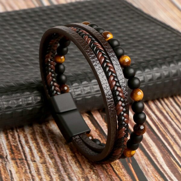 Men's Beaded Leather Bracelet 6
