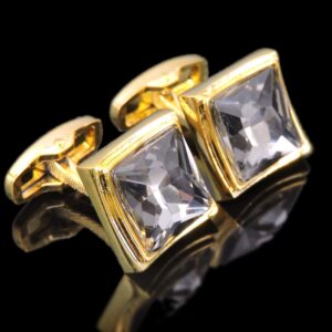 Trendy Golden Crystal Cufflinks