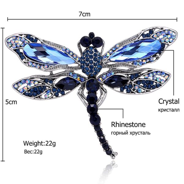 Blue Crystal Dragonfly Brooches for Women 3