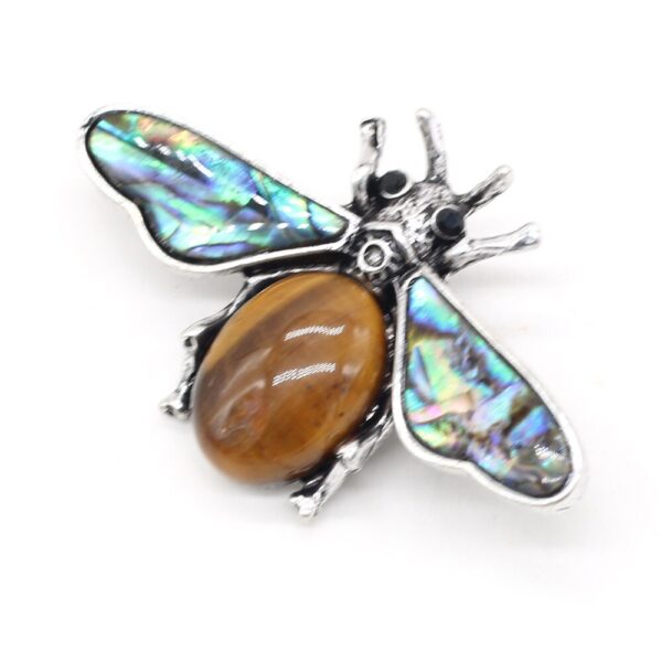 Tiger Eye Stone Insect Bee Pin Brooch