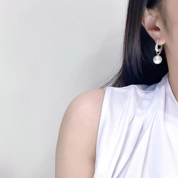 Imitation Pearl Silver Dangle Women Earrings Bling Cubic Zirconia Jewelry 3