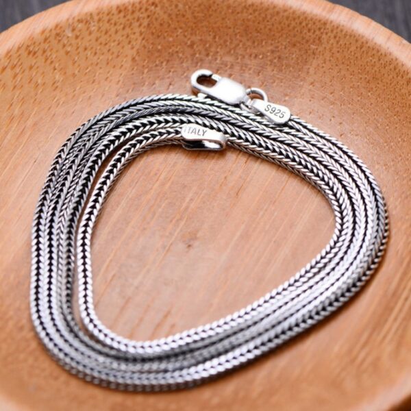 S925 Sterling Silver Foxtail Chain Necklace for Men 4