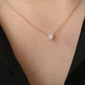 925 Sterling Silver Necklace Single Sparkling Zircon Clavicle Chain