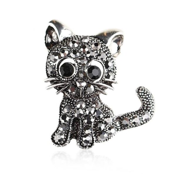 Lovable Crystal Cat Brooch Pin Up