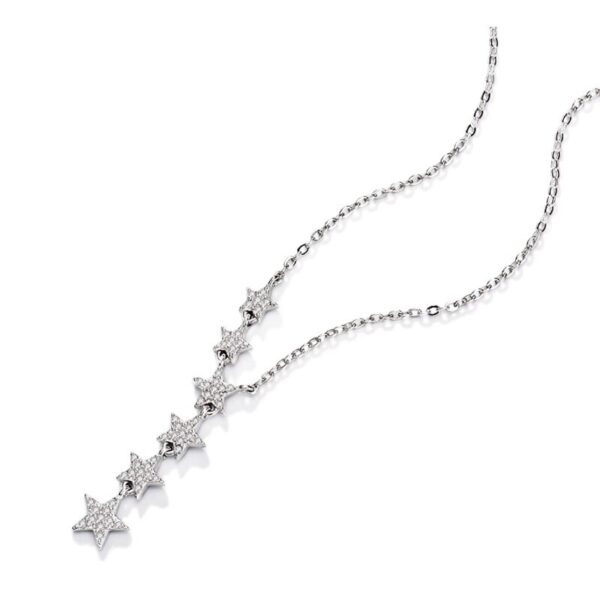 925 Sterling Silver Zircon Sparkling Open Star Pendant Necklace 5