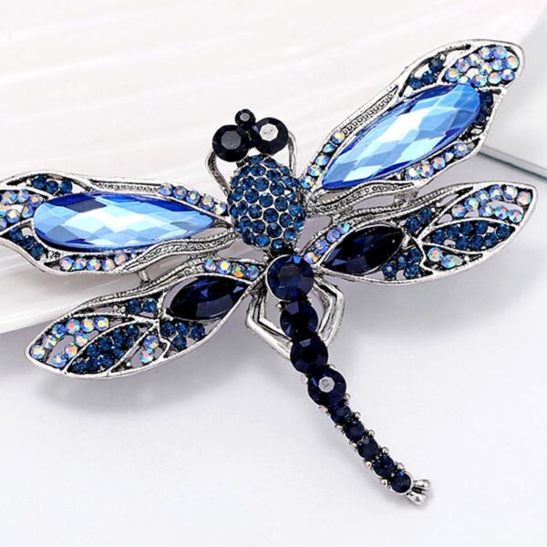 Blue Crystal Dragonfly Brooches for Women