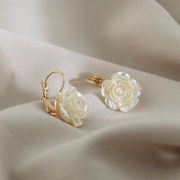 Camellia Earrings White Flower Drop Earrings Women Jewelry 1