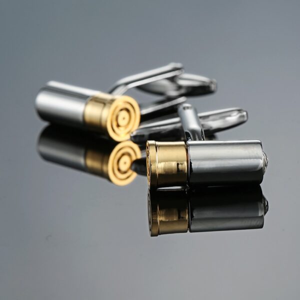 Silver Rifle Bullet Cufflinks with Gold Tip