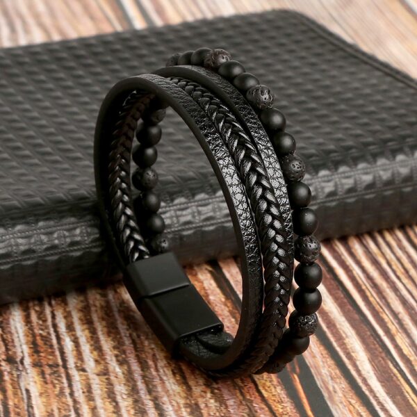 Men's Beaded Leather Bracelet 7
