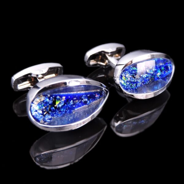 Luxury Blue Water Drop Crystal Men's Cufflinks