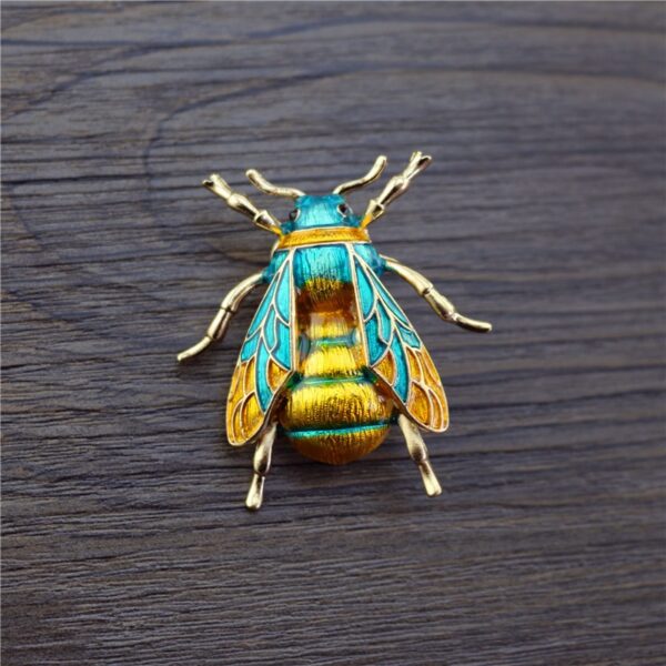 Yellow and blue enamel bumblebee insect brooch