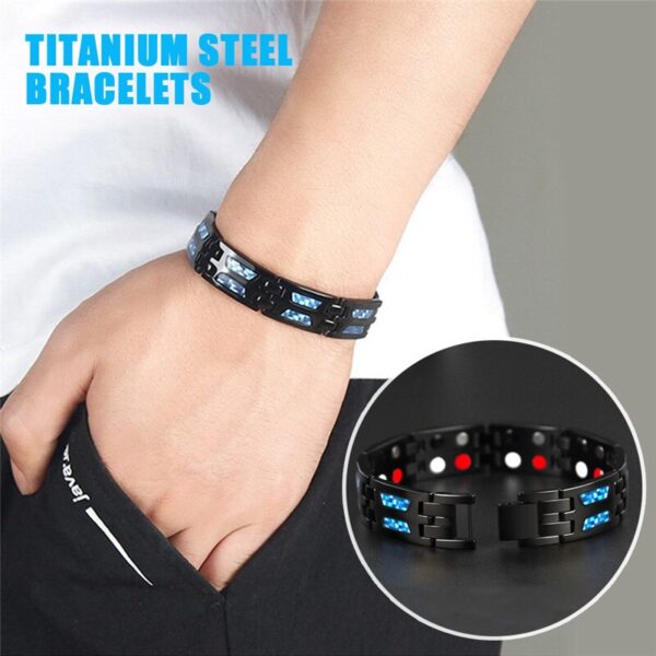 Blue Carbon Fiber Titanium Power Magnetic Bracelet 3