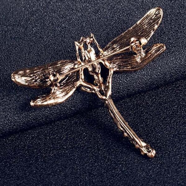 Vintage Light Yellow Gold Dragonfly Brooches 5