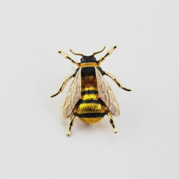 Yellow and Blue Enamel Bumblebee Insect Gold Brooch Women Jewelry