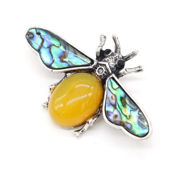 Yellow Jade Insect Bee Pin Brooches