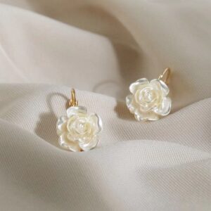 Camellia Earrings White Flower Drop Earrings Women Jewelry