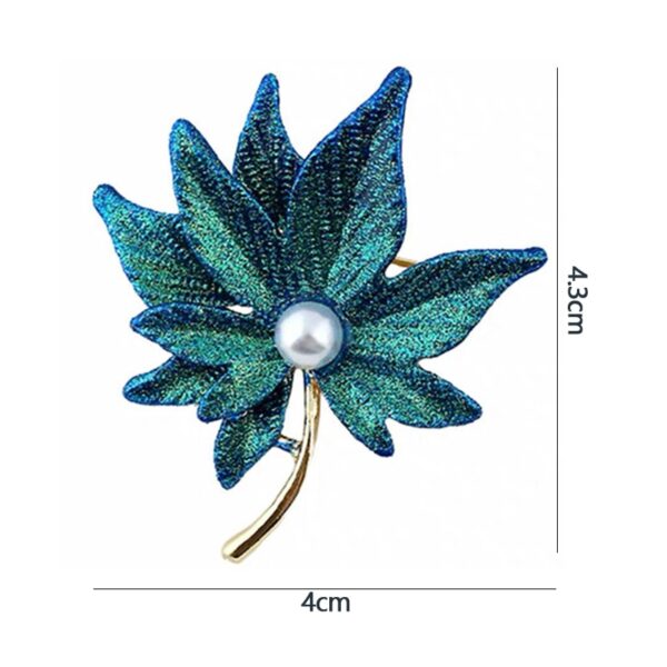 Crystal Maple Leaf Brooch Pin With Faux Pearl 2