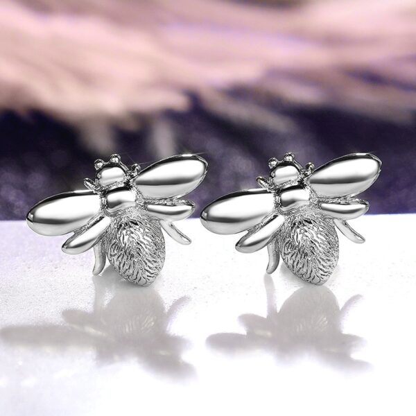 Silver Fly Bee Ear Women Stud Earrings Jewelry