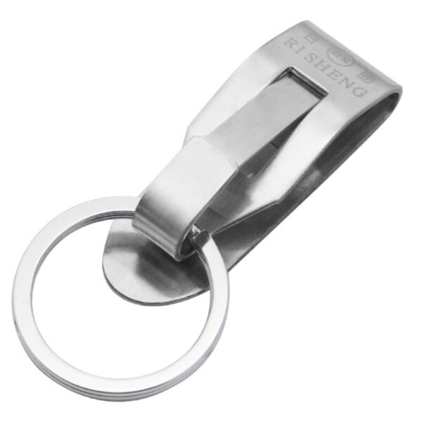 Heavy Duty Stainless Steel Belt Keychain Silver color