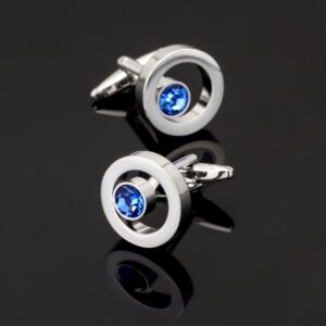 Austria Blue Crystal Round Cufflinks