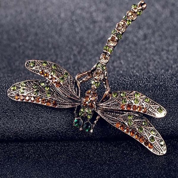 Vintage Light Yellow Gold Dragonfly Brooches