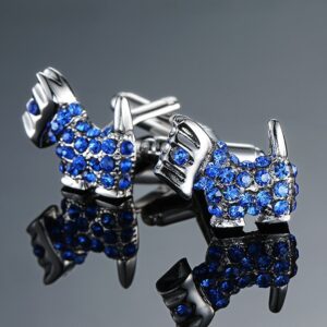 Blue Crystal Dog Fashion Cufflinks