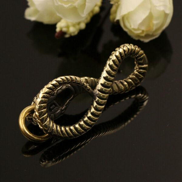 Solid Brass Snake Shape Keychain with O ring Charm Pendant 6