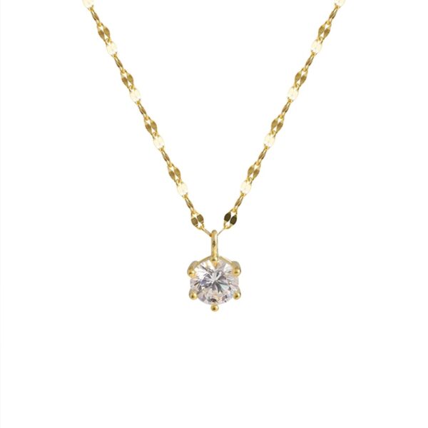 Gold Solitaire Necklace with Crystal Pendant