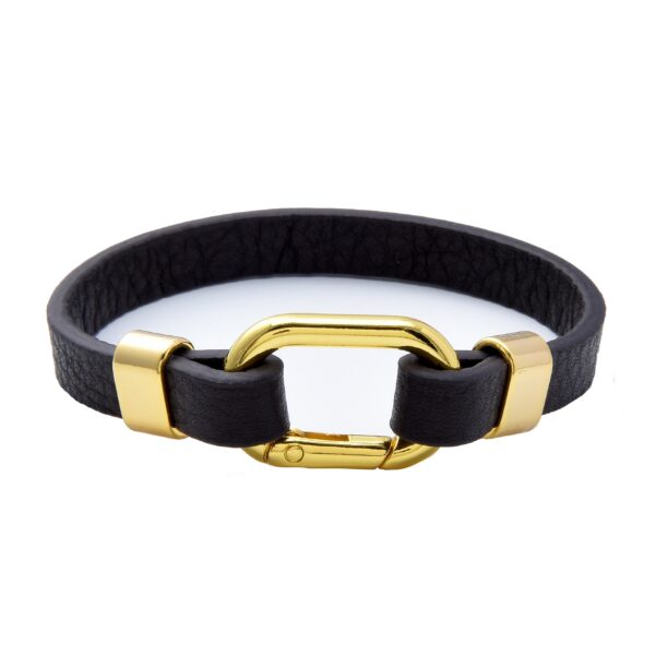 Gold Leather Rope Charm Buckle Bracelet For Men