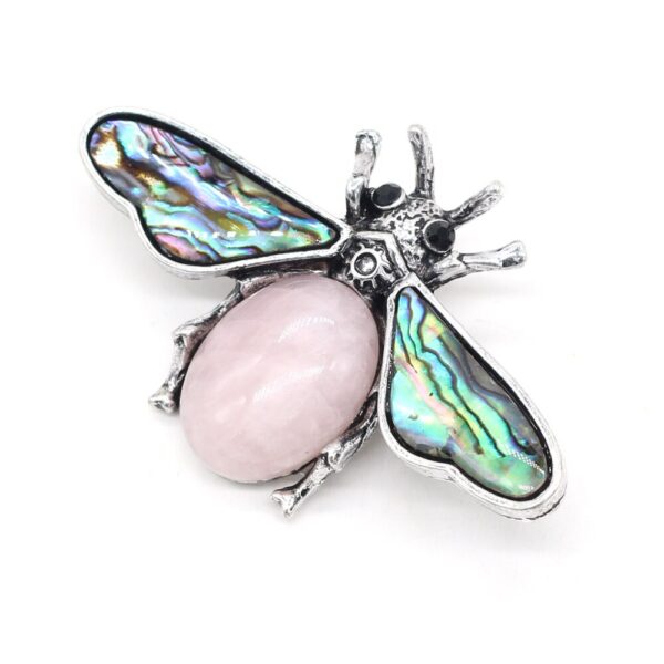Rose Quartz Insect Bee Brooch