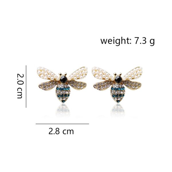 Bumble Bee Stud Earrings With Cubic Zirconia And Faux Pearl 2