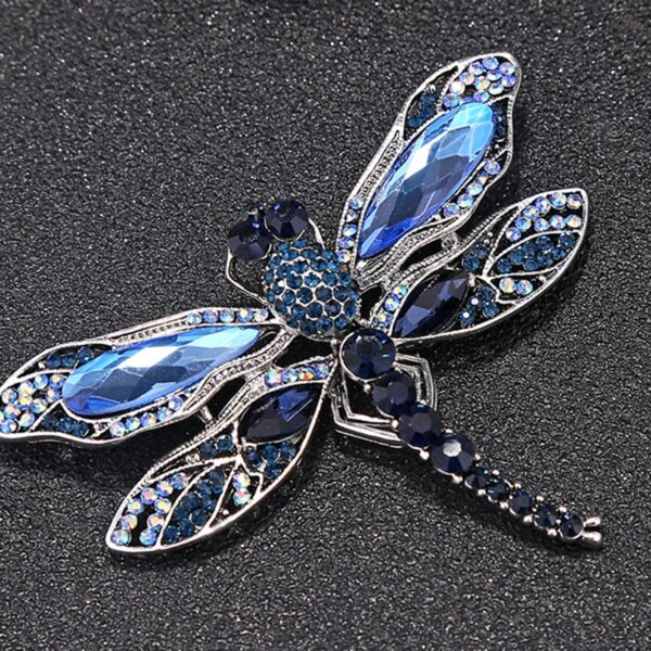 Blue Crystal Dragonfly Brooches for Women 2