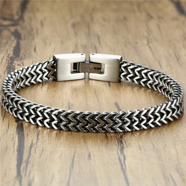 Gray Dragon Scales Stainless Steel Double Rope Chain Bracelet