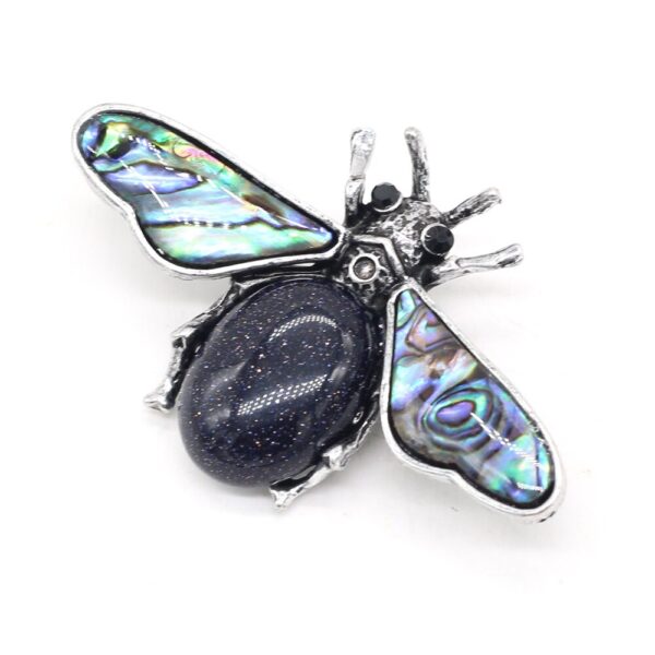 Blue Sand Stone Insect Bee Brooch