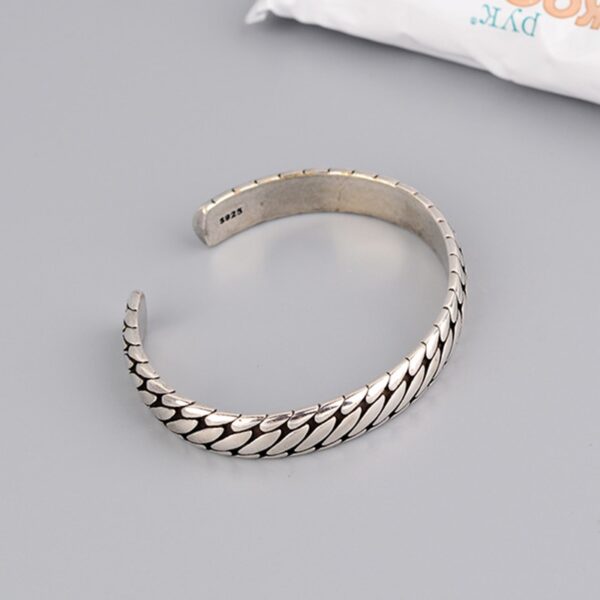 Men's 925 Sterling Silver Open Bangle Bracelet Fashion Jewelry 3