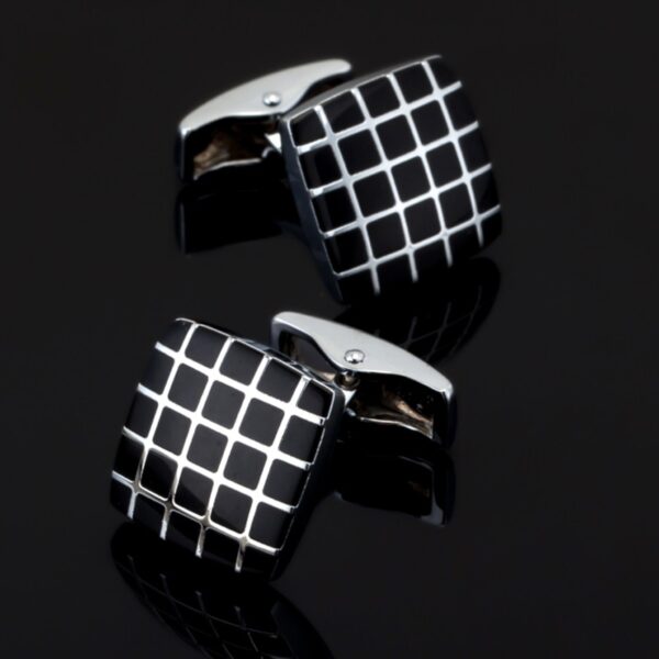 Checkerboard Square Black and White Cufflinks