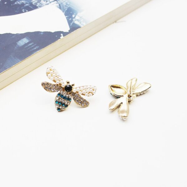 Bumble Bee Stud Earrings With Cubic Zirconia And Faux Pearl 4