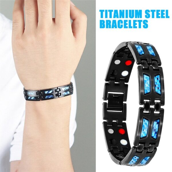 Blue Carbon Fiber Titanium Power Magnetic Bracelet 2
